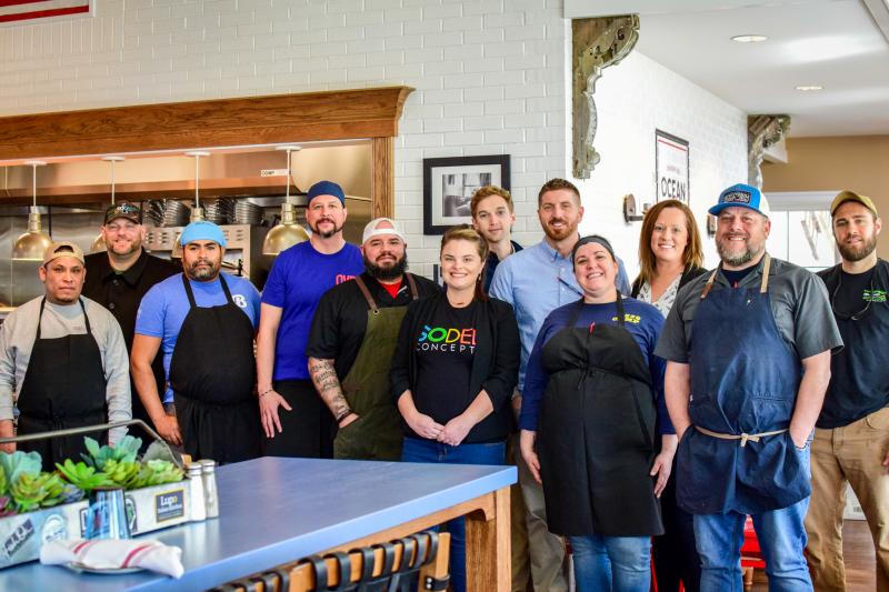 The opening management team members for SoDel Concepts’ new brewpub Ocean View Brewing Company are (l-r) Teo Hernandez, Scott Kammerer, Omar Hernandez, Nick Brennan, Lou Ortiz, Brittany Gross, Chad McMaster, Mike Mullikin, Maggie Cellitto, Christine Wood, Doug Ruley and Taylor Smith. SUBMITTED PHOTO
